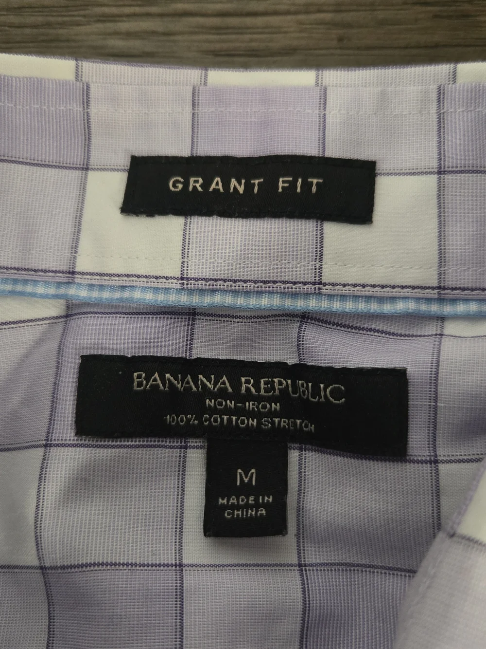 Mens Banana Republic Grant Fit Button Up Shirt Size M Medium Purple Plaid Top